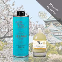 huile de sésame vierge toastée et vinaigre à la pulpe de yuzu