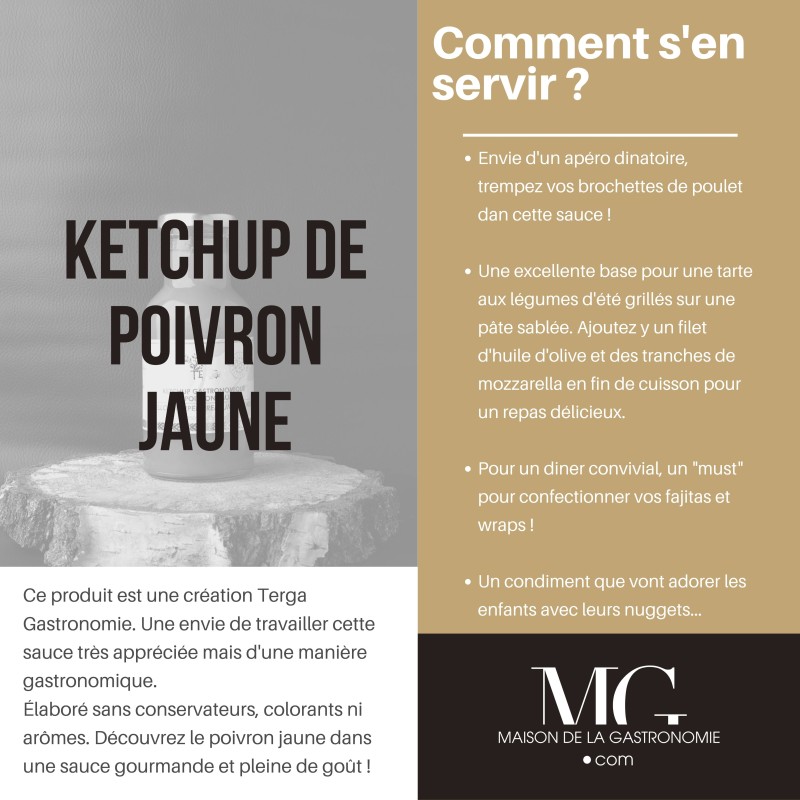 KETCHUP GASTRONOMIQUE DE POIVRON JAUNE TERGA PREMIUM - 100% NATUREL