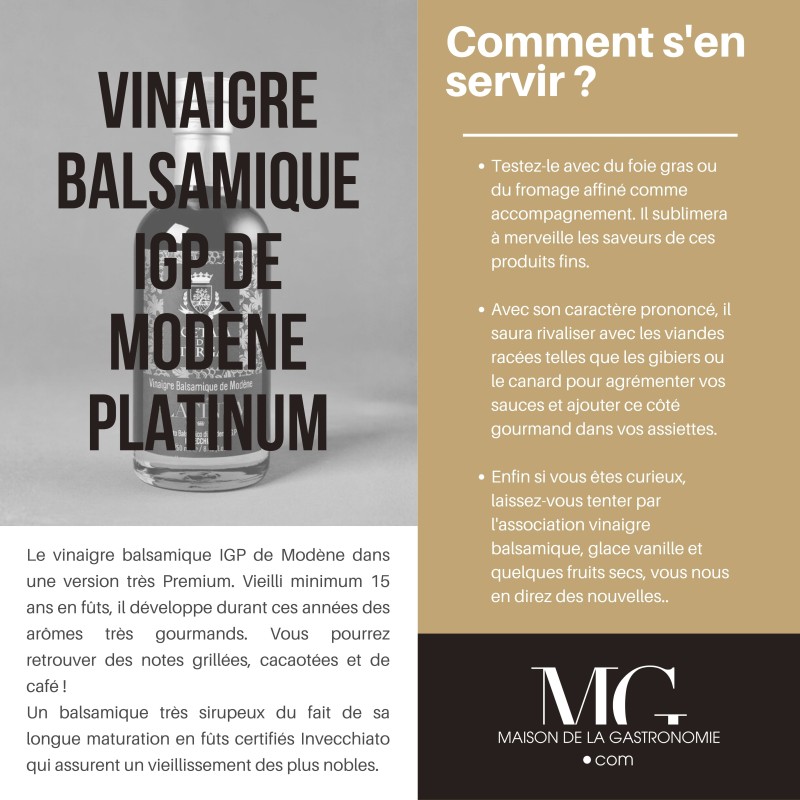 TRIO DE VINAIGRES BALSAMIQUES D'EXCEPTION CERTIFIES IGP DE MODENE