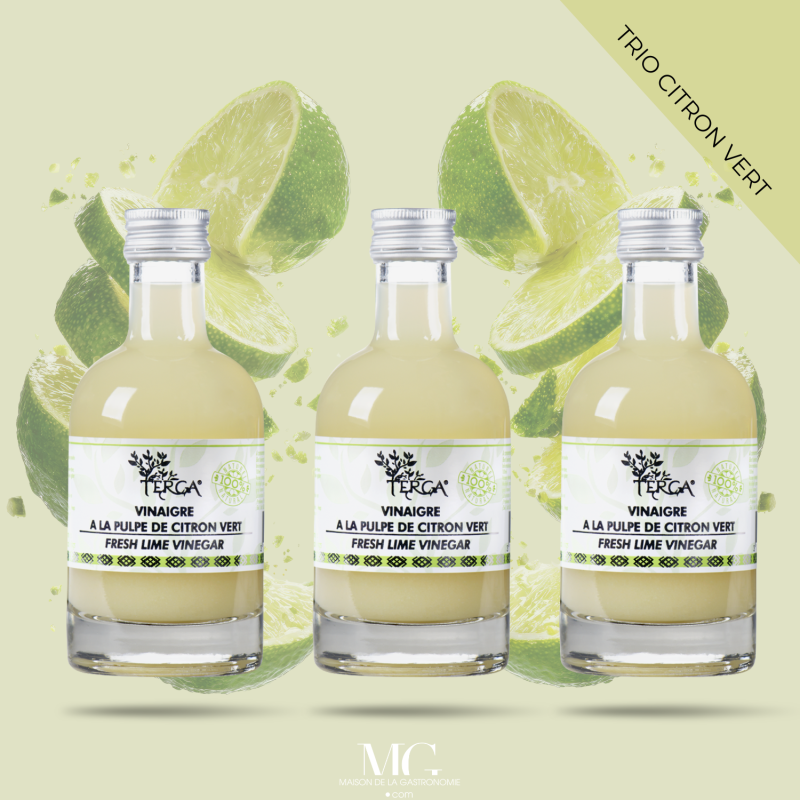 TRIO de VINAIGRES A LA PULPE DE CITRON VERT TERGA PREMIUM - 100% NATUREL