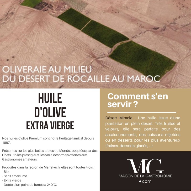 HUILE D'OLIVE EXTRA VIERGE BIO PREMIUM DESERT MIRACLE TERGA